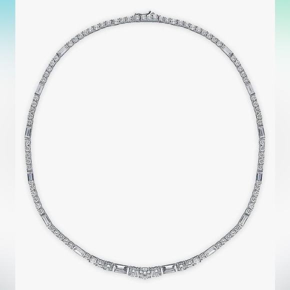 Sterling silver cz statement necklace 16” - Picture 3 of 7